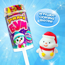 Цена за 8 шт. Хлопушка на палочке Зимний бум, снеговик 1, с наклейками