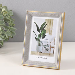 Фоторамка для фото 10×15 см «Галочки на мокко», пластик, с золотой обводкой, 1.4×12.7×17.5 см