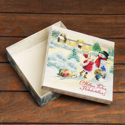 Цена за 2 шт. Коробка складная, крышка - дно С Новым годом и Рождеством 20?20?6 см