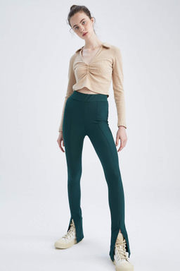 Леггинсы с разрезом на талии и нормальной талией