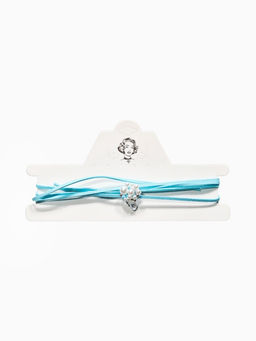 Чокер на нити с кулоном "Жемчуг с кристаллом" L=150см, цвет бело-голубой в серебре