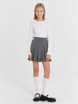 Юбка для девочек серая с паттерном гусиная лапка - Mark formelle фото 3