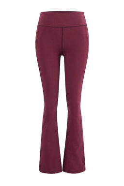 Bordo F?rcal? Soft Kumas Reflektor Bask?l? Ispanyol Paca Yoga Orme Spor Tayt THMAW24TY00066