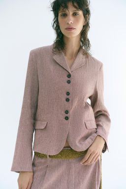 BLAZER CON LINO ZW COLLECTION / Granate - Zara фото 2