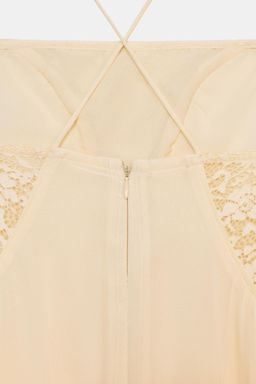VESTIDO CORTO GODETS ENCAJE / Crudo - Zara фото 5