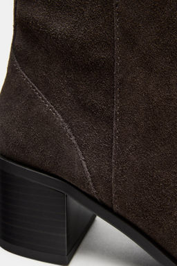 SPLIT SUEDE BLOCK HEEL ANKLE BOOTS - Zara фото 15