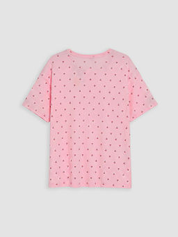 Bisiklet Yaka Kiraz Desenli Kad?n Pijama ?st?