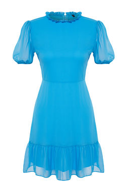 TRENDYOLMILLA Siyah A-Kesim Volanl? Sifon Astarl? Dokuma Dokuma Elbise TWOSS23EL00520 фото 15