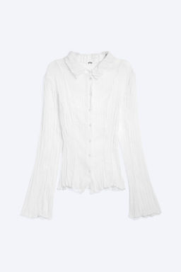 Camisa transl?cida de corte evas? de manga larga