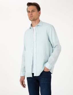Su Ye_ili %100 Keten Regular Fit Uzunkollu G_mlek - Pierre cardin фото 3