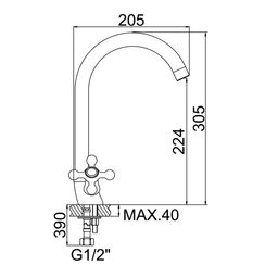 Смеситель для кухни Accoona A4971, двухвентильный, с гайкой, латунь, хром
