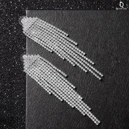 Серьги висячие со стразами Водопад пятиугольник, цвет белый в серебре, 9,7см - Queen fair фото 4