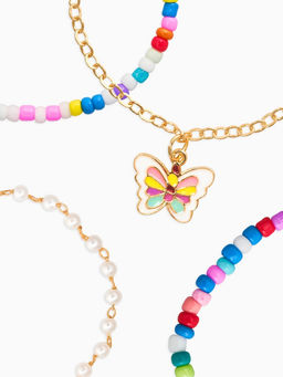 Цена за 2 шт. Набор детских браслетов 4 шт. «Выбражулька. Тренд. Бабочка и бисер», d=7 см, разноцветные