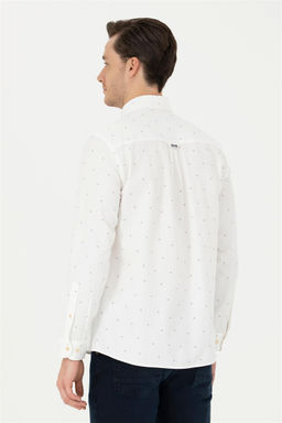 Мужская рубашка с длинным рукавом цвета экрю - U.s. polo assn фото 12