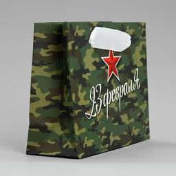 Цена за 3 шт. Пакет подарочный ламинированный, упаковка, С 23 февраля, S 15?12?5.5 см