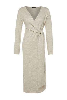 Tas Yumusak Dokulu Midi Triko Kruvaze Yaka Baglamal? Elbise TWOAW21EL0260