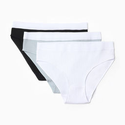 Набор трусов слипы MINAKU рубчик размер 48-50 (белый, бежевый, чёрный) 3 шт.