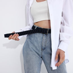 Ремень, ширина 3.5 см, резинка, пряжка металл, цвет тёмно-синий - Simaland фото 3