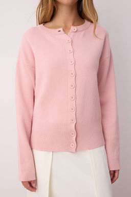 Pembe 2li Premium Iplik/Ozel Iplik Bisiklet Yaka Basic Triko H?rka-Bluz Tak?m TWOAW26HI00124