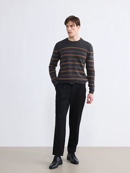 Bisiklet Yaka ?izgili Erkek Triko Kazak