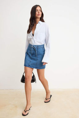 Kahverengi Kemer Detayl? Mini Denim Etek TWOSS26ET00185 - Trendyolmilla фото 6