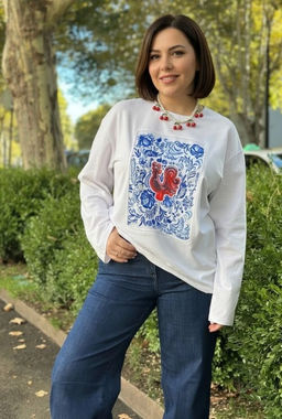 Лонгслив с шёлковой вставкой Петушок LRP001 - Sahar art lab фото 10
