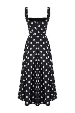 Siyah-Beyaz Puantiyeli A-Kesim Saten Dokuma S?k Abiye Gece Mezuniyet Elbisesi TPRAW25EL00040