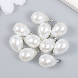 Декор для творчества пластик «Жемчужина-капелька с петелькой» набор 10 шт. 1.4×1 см