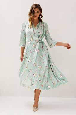 Платье Lars Style 1213 мятные оттенки,цветочный принт