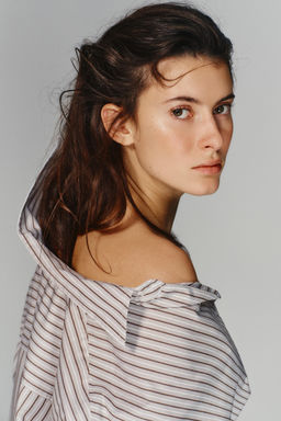 OVERSIZE STRIPED BATWING SLEEVE SHIRT - Zara фото 13