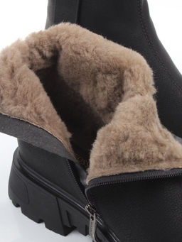 04-WD018-1M BLACK Ботинки зимние женские (натуральная кожа, 100% шерсть)