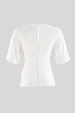 Ekru Burgu Detayl_ Bisiklet Yaka Fitted _nterlok _rme T-Shirt TWOAW27TS00006 - Trendyolmilla фото 7