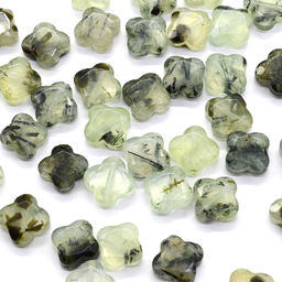 Бусина для рукоделия Клевер с гранями 13*13мм из пренита, 1 шт Радуга камня