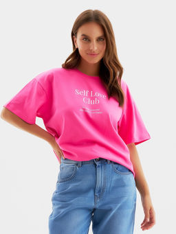 Футболка женская MIST Selflove, розовая, размер L (46-48)
