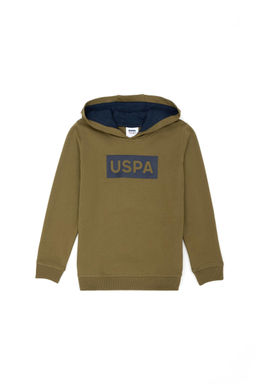 U. S. Polo Assn Детская базовая толстовка цвета хаки с капюшоном - U.s. polo assn фото 4