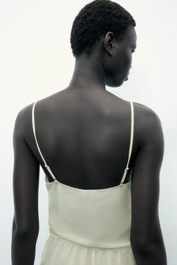 LACE-TRIMMED STRAPPY CAMISOLE TOP - Zara фото 3