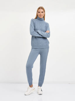 брюки женские из шерсти с косами