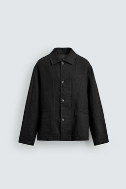 SOBRECAMISA  REGULAR FIT 100% LINO / Negro - Zara фото 7