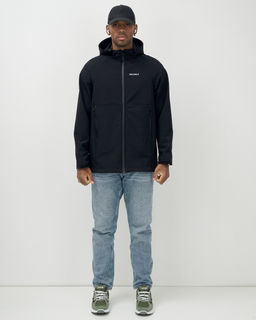 Ветровка спортивная мужская с капюшоном softshell черного цвета 9563Ch - Mtforce фото 2