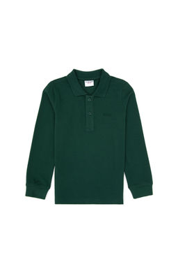 Erkek _ocuk Koyu Ye_il Basic Polo Yaka Sweatshirt Sepette S_rpriz _ndirim