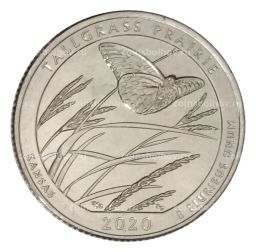 Монета 25 центов (1/4 доллара) 2020 года P США Национальные парки №55 Национальный заповедник Толлграсс-Прери
