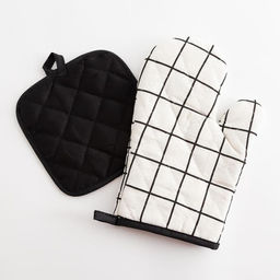 Кухонный набор Доляна Клетка цв.белый, прихватка 17*17 см, рукавица 26*16 см,100% п/э  фото 3