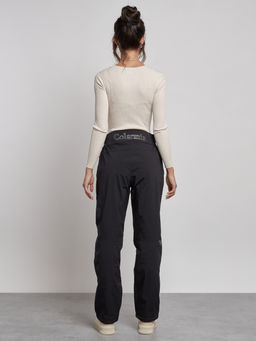 Брюки утепленные спортивные с высокой посадкой женские зимние черного цвета 7141Ch - Colannia фото 4