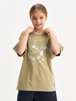Футболка для девочки цвета хаки с принтом - Kogankids фото 20