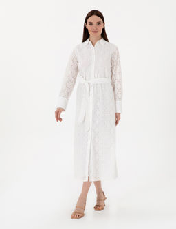 Beyaz Regular Fit Dokuma Elbise - Pierre cardin фото 3