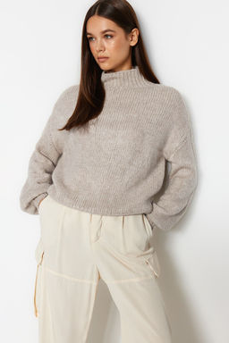 Tas Yumusak Dokulu Kal?n Bisiklet Yaka Triko Kazak TWOAW24KZ00290