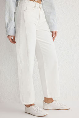 Beyaz Dikis Detayl? Yuksek Bel Baggy Jeans TWOSS25JE00165 - Trendyolmilla фото 3