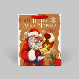 Пакет подарочный новогодний ламинированный «Почта Деда Мороза», ML 23×27×11.5 см