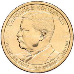 Монета 1 доллар 2013 года (D) США 26-й президент США Теодор Рузвельт