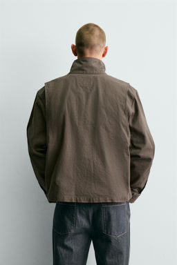 CAZADORA BOXY FIT CANVAS ALGOD?N / Khaki oscuro - Zara фото 3